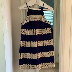 Lily Pulitzer gold and navy dress. Size 8.